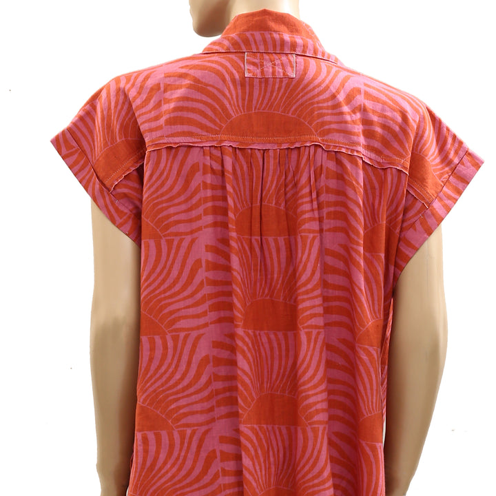 Free People We The Free Sun Splash Printed Shirt Tunic Top