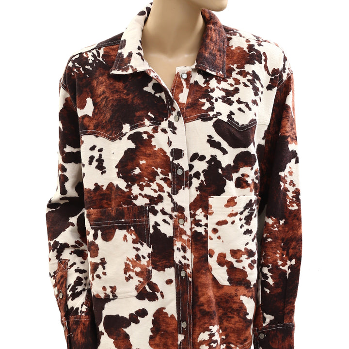 Free People We The Free Calico Flannel Shirt Printed Wild New