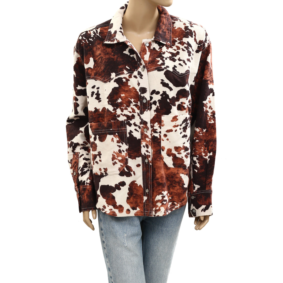 Free People We The Free Calico Flannel Shirt Printed Wild New