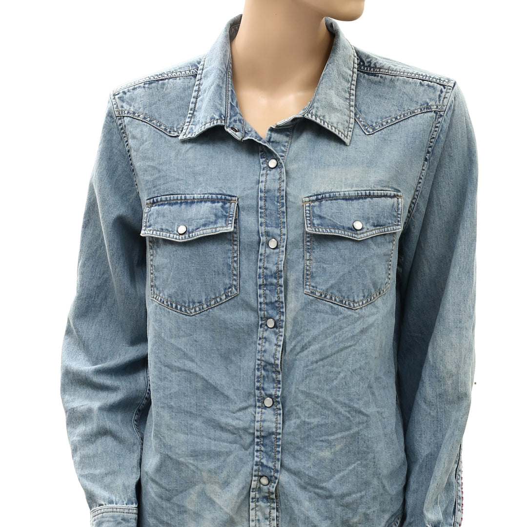 Kerri Rosenthal Western Pia Denim Shirt Top