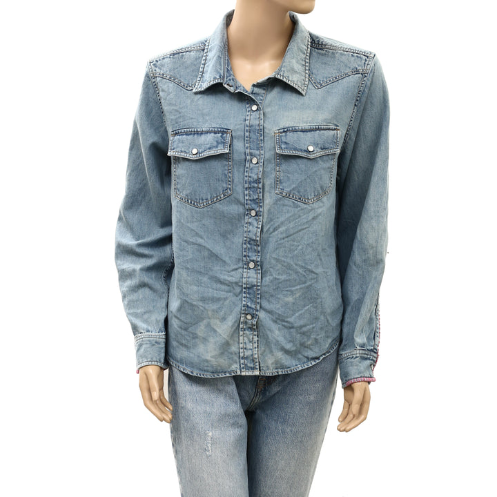 Kerri Rosenthal Western Pia Denim Shirt Top