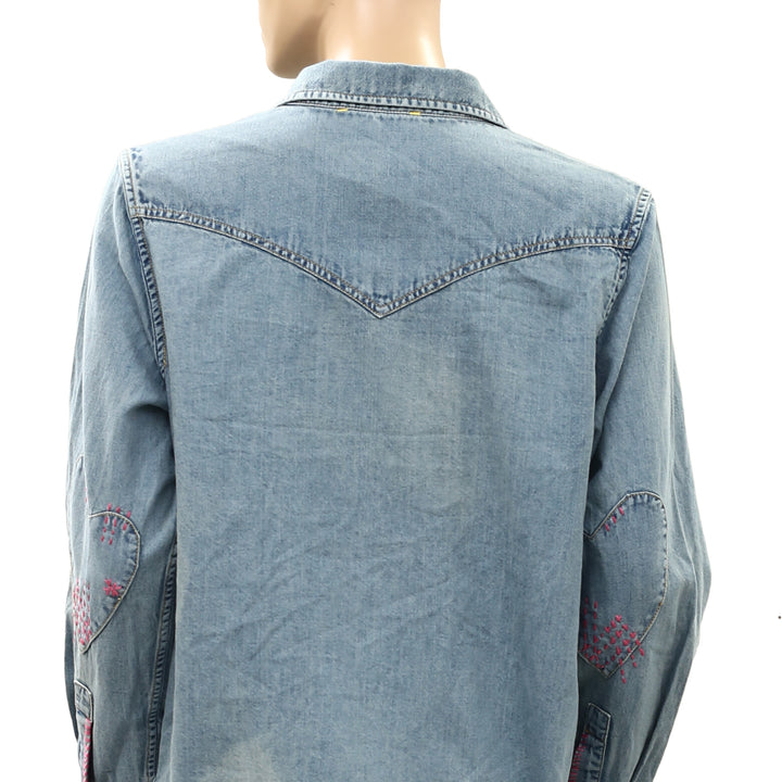 Kerri Rosenthal Western Pia Denim Shirt Top