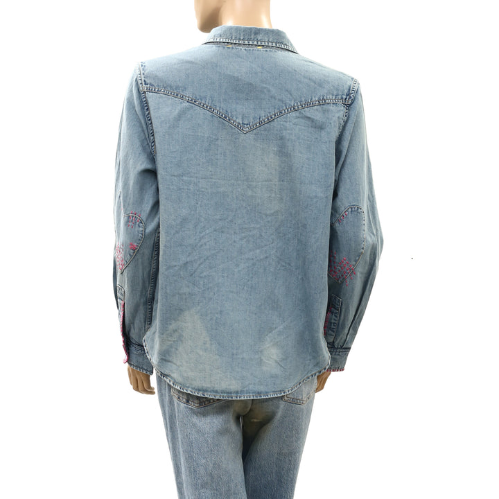 Kerri Rosenthal Western Pia Denim Shirt Top