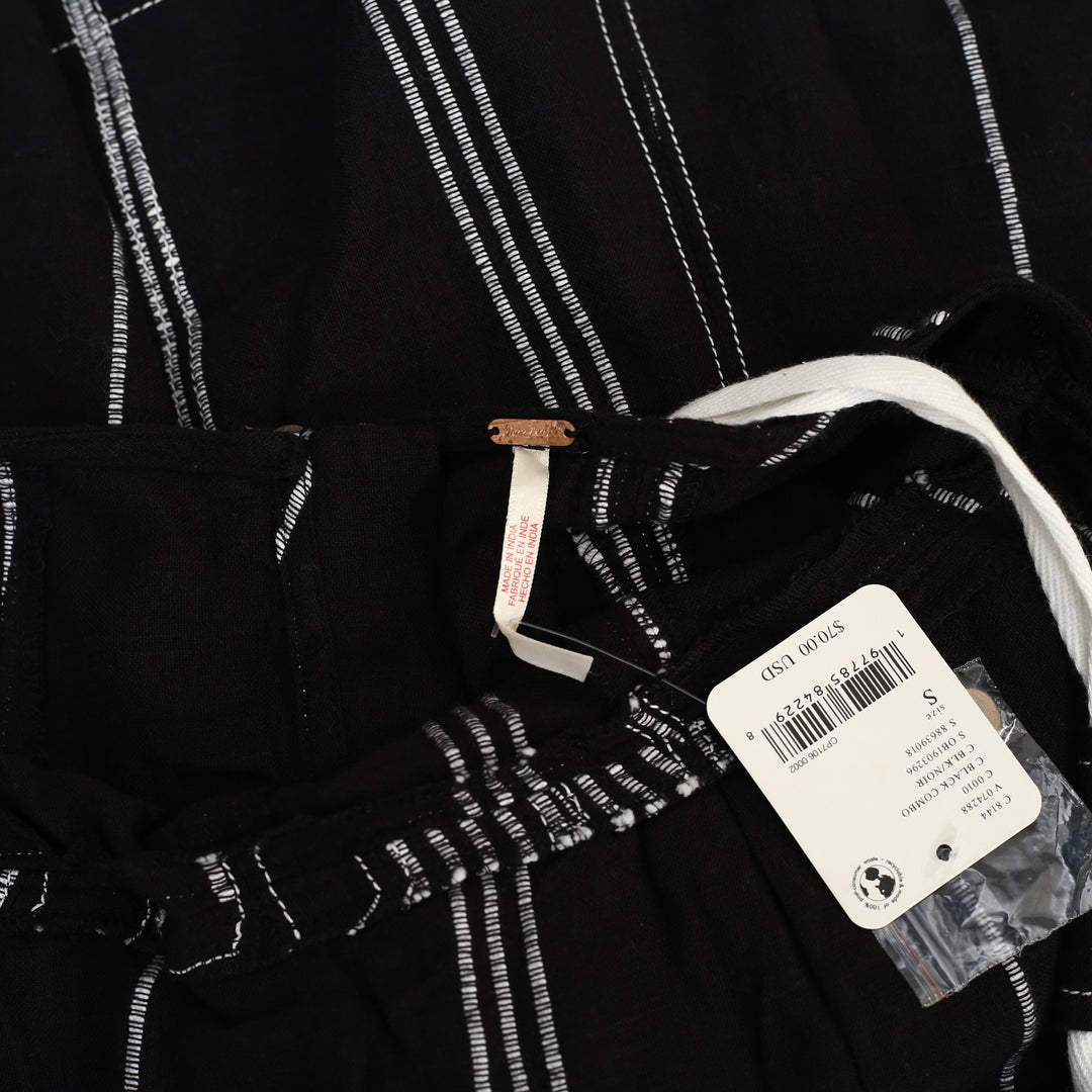 Free People Est Sailor Mini Striped Dress Babydoll Laceup Cotton