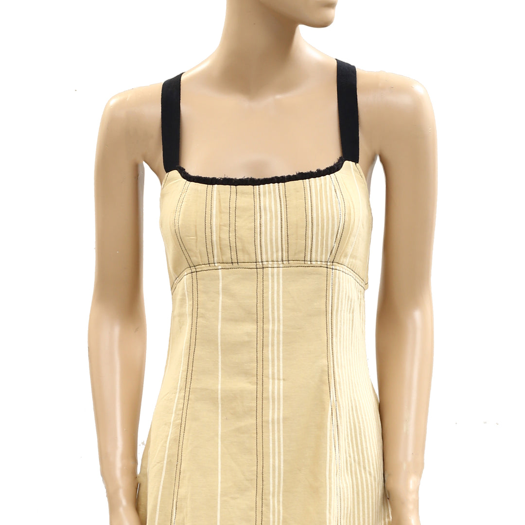 Free People Est Sailor Mini Striped Dress Babydoll Laceup Cotton