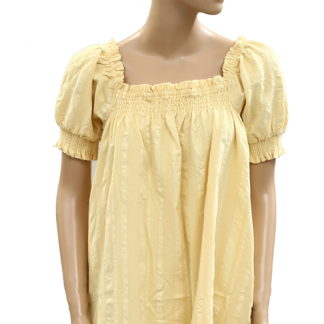 Free People Est Mila Mini Dress Smocked Puff Sleeve Shift