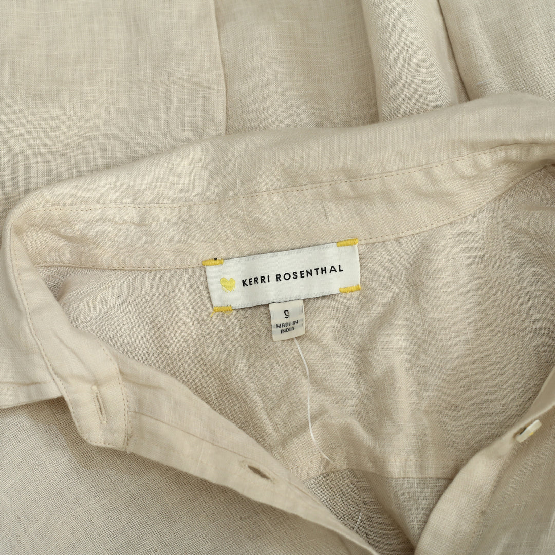 Kerri Rosenthal Linen Curved Hem Shirt Tunic Top