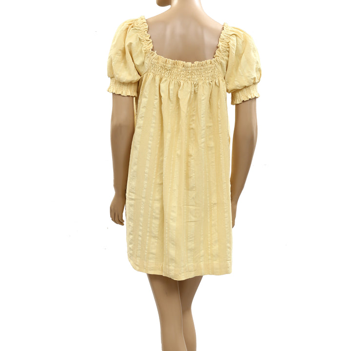Free People Est Mila Mini Dress Smocked Puff Sleeve Shift