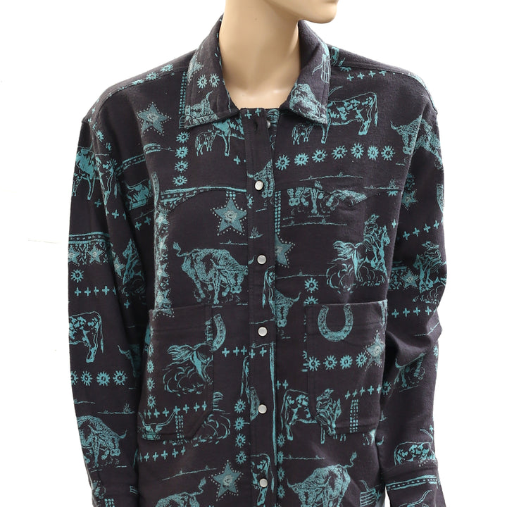 Free People We The Free Calico Flannel Shirt Printed Wild New