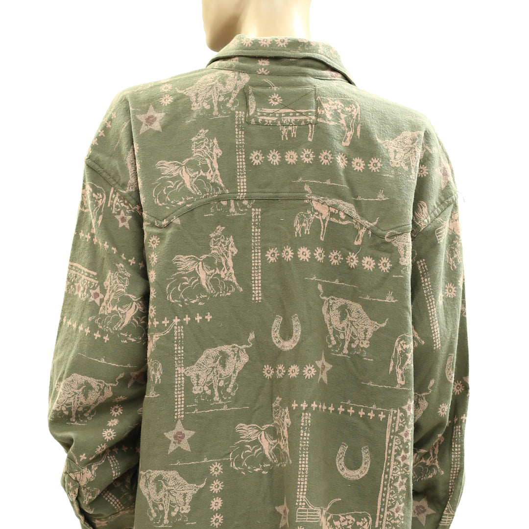 Free People We The Free Calico Flannel Shirt Printed Wild New