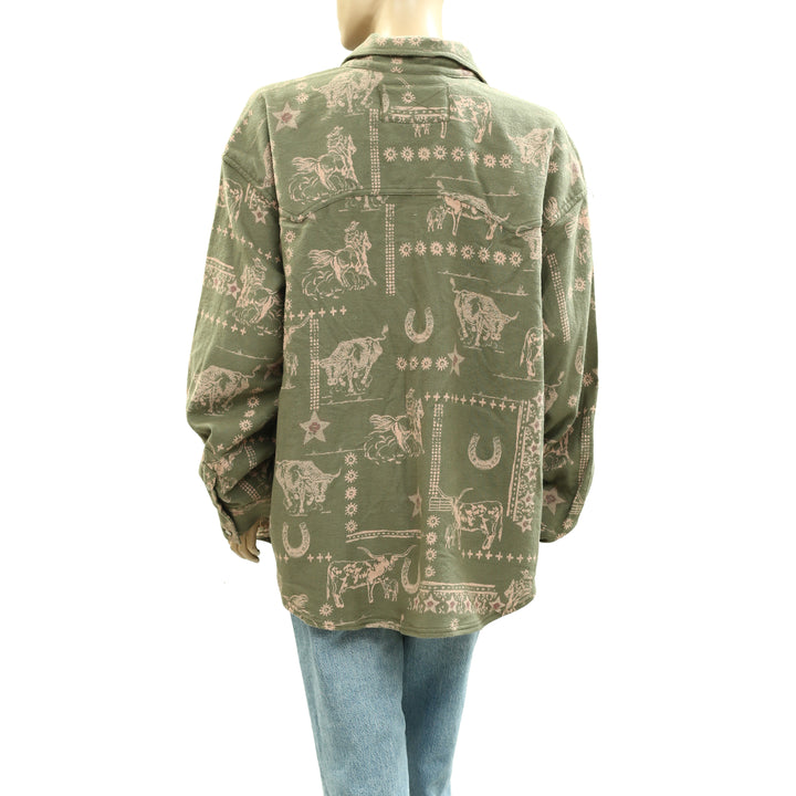 Free People We The Free Calico Flannel Shirt Printed Wild New