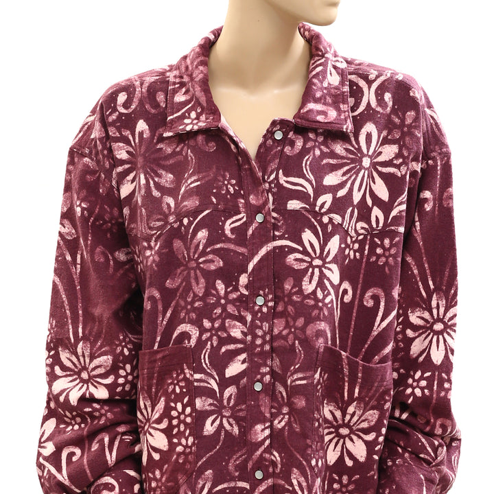 Free People We The Free Calico Flannel Shirt Printed Wild New