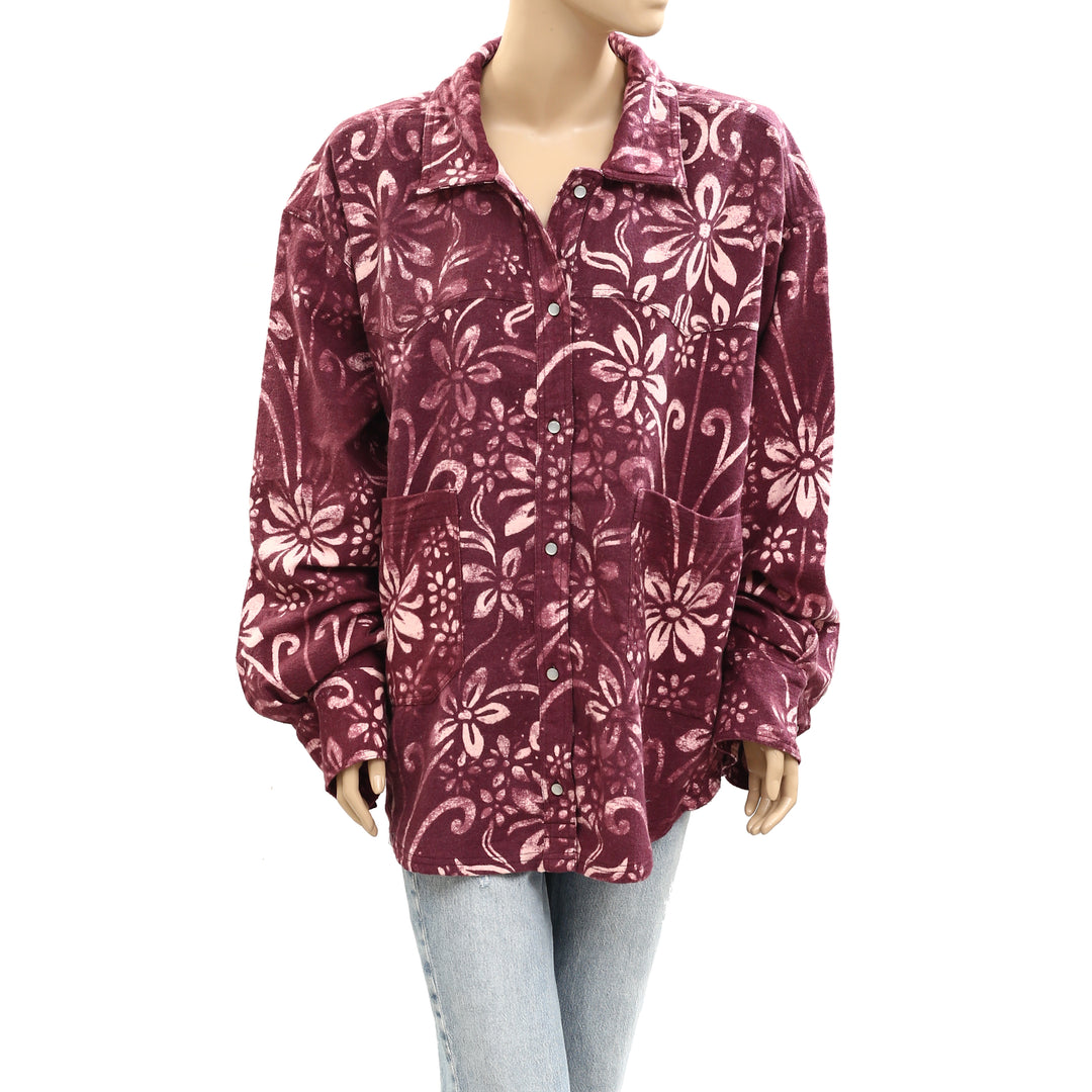 Free People We The Free Calico Flannel Shirt Printed Wild New