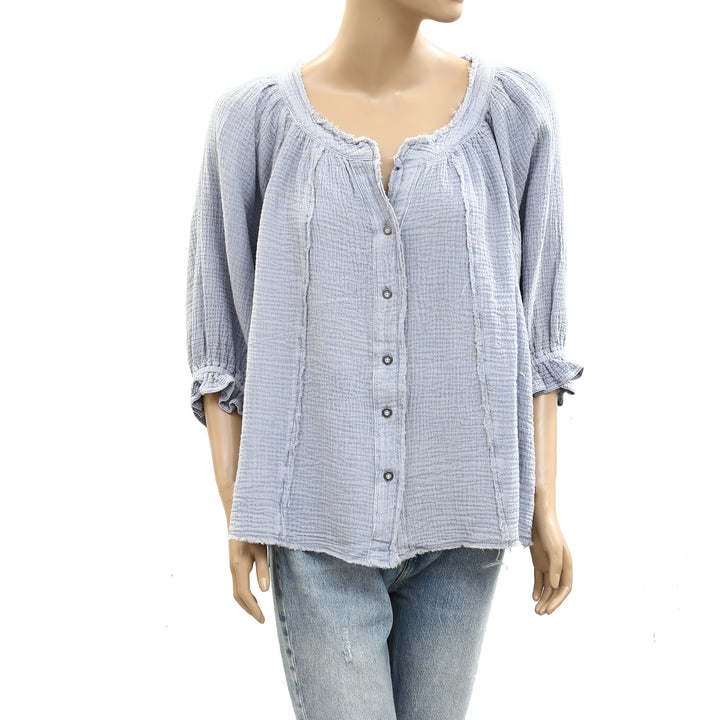 Free People We The Free Lucy Solid Shirt Blouse Top