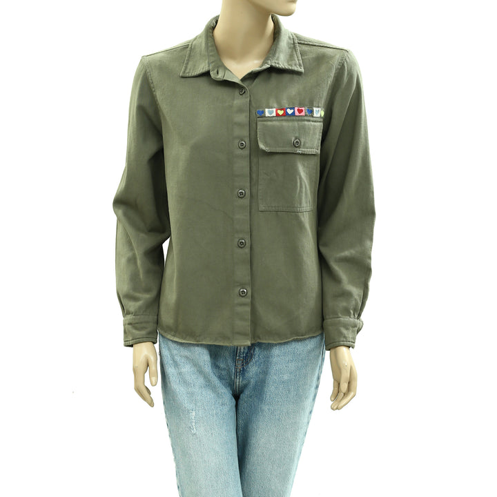 Kerri Rosenthal Casual Artwork Buttondown Shirt Top