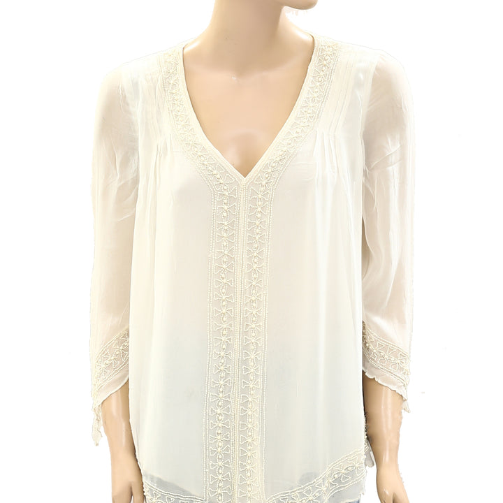 Leifsdottir Anthropologie Beaded Embellished  Top