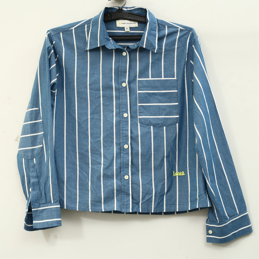 Kerri Rosenthal Striped Printed Shirt Blouse Top