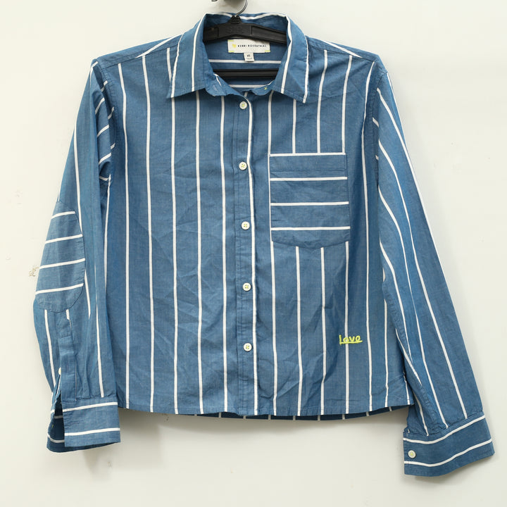 Kerri Rosenthal Striped Printed Shirt Blouse Top