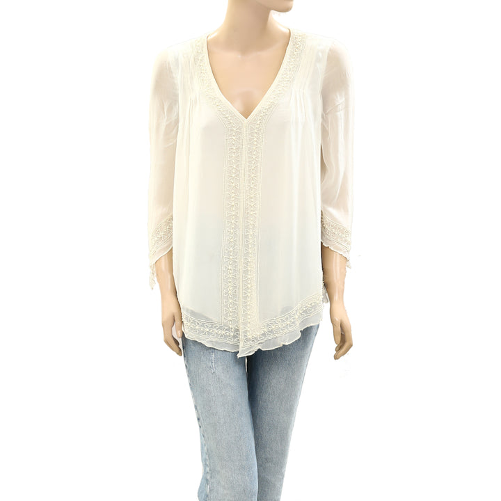 Leifsdottir Anthropologie Beaded Embellished  Top