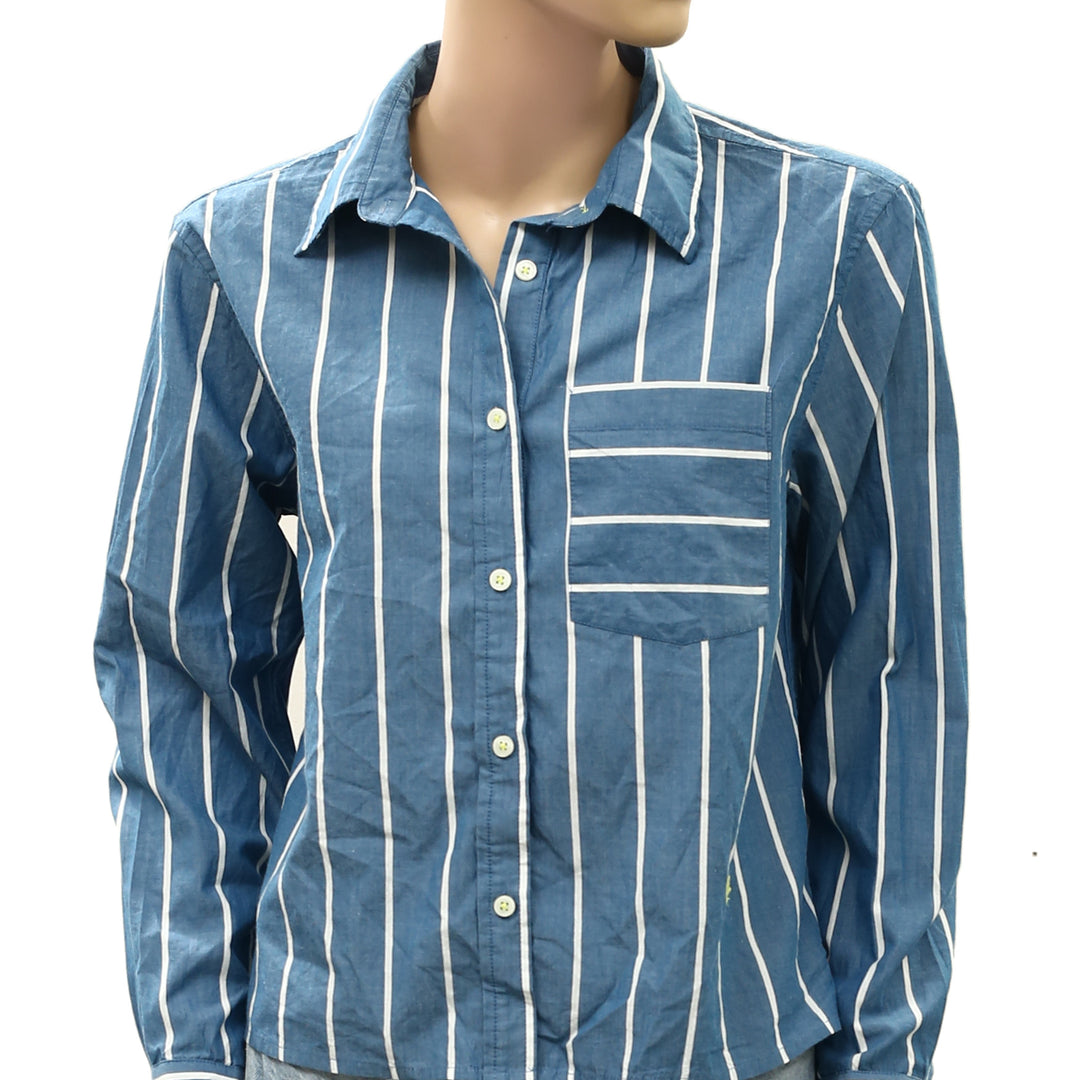 Kerri Rosenthal Striped Printed Shirt Blouse Top