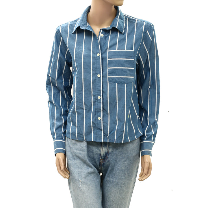 Kerri Rosenthal Striped Printed Shirt Blouse Top