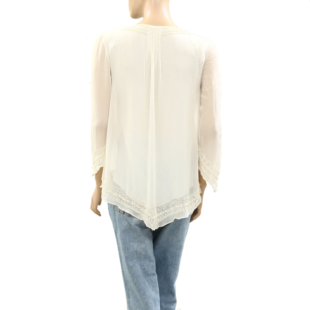 Leifsdottir Anthropologie Beaded Embellished  Top