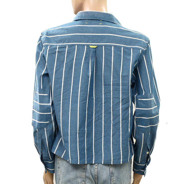 Kerri Rosenthal Striped Printed Shirt Blouse Top