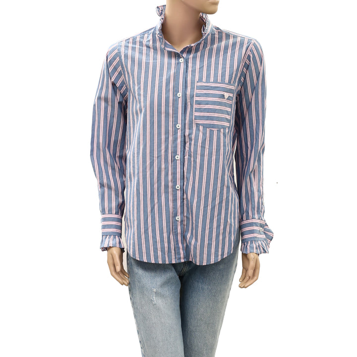 Kerri Rosenthal Mia Ruffle Stripe Shirt Tunic Top