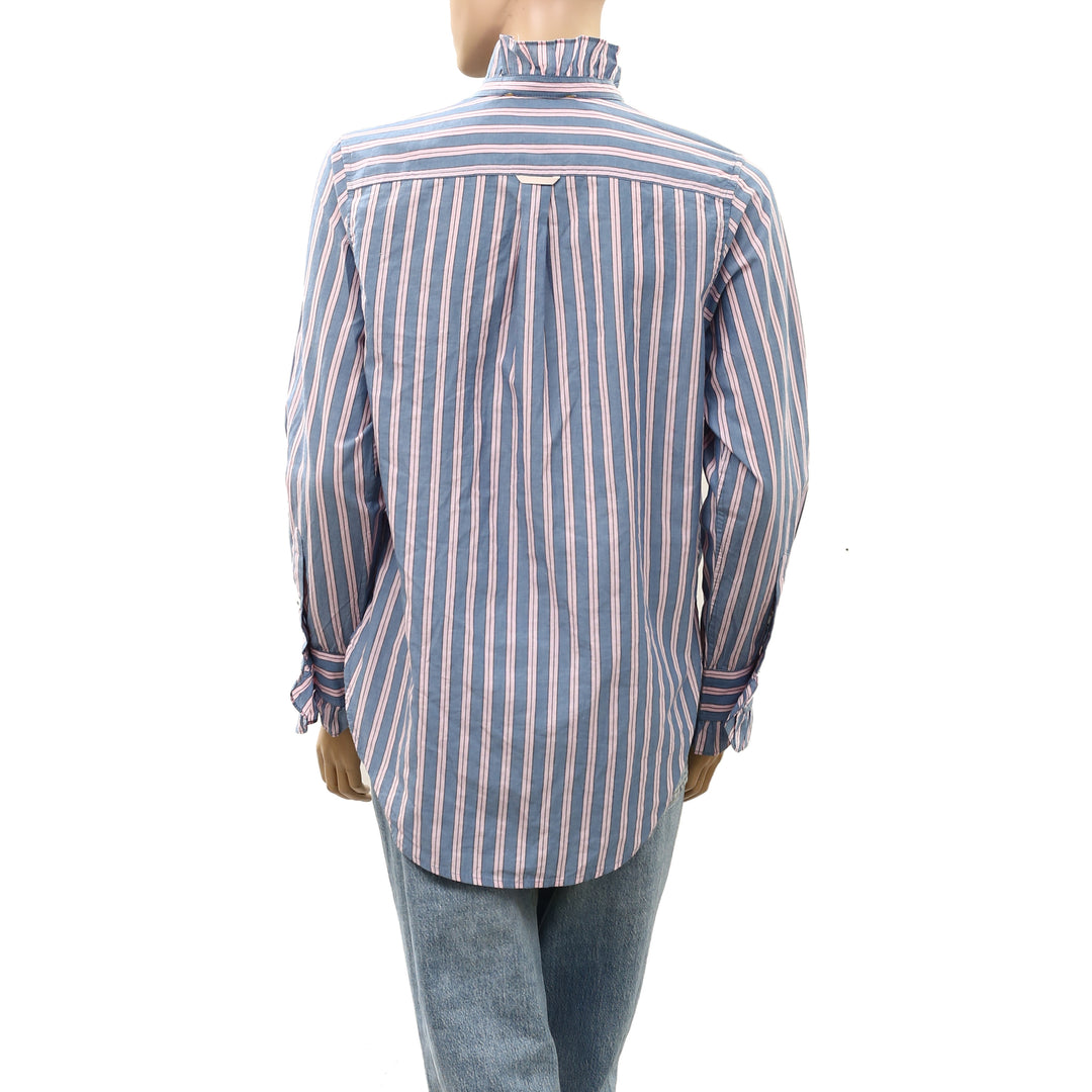 Kerri Rosenthal Mia Ruffle Stripe Shirt Tunic Top