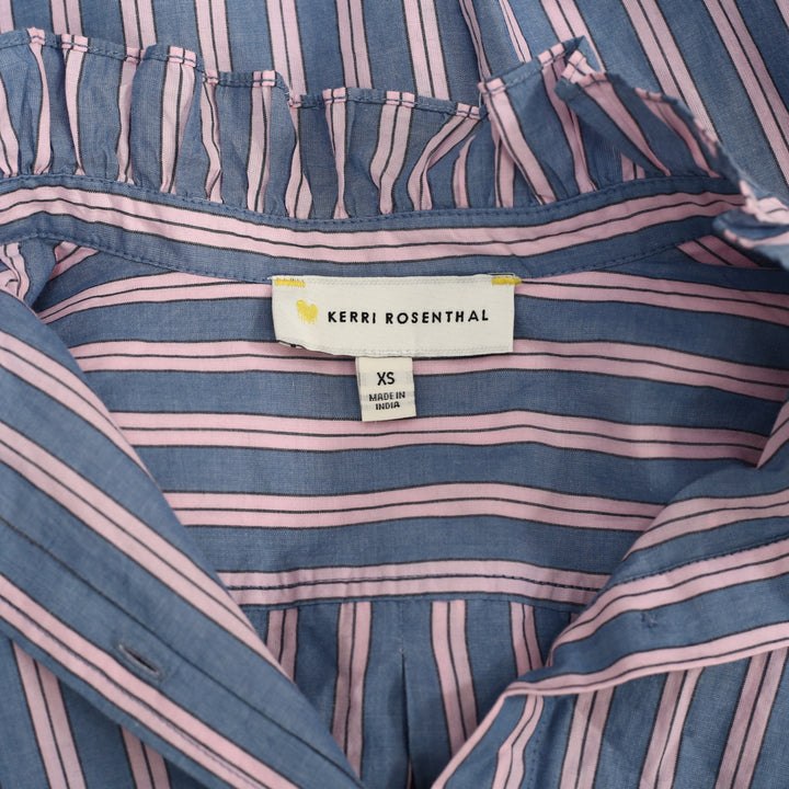 Kerri Rosenthal Mia Ruffle Stripe Shirt Tunic Top