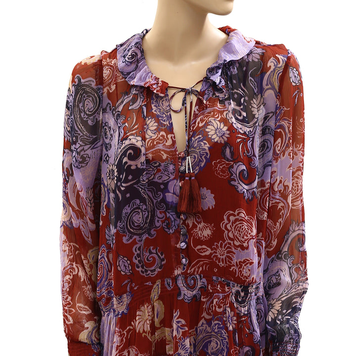 Anthropologie The Marais Printed Chiffon Mini Dress