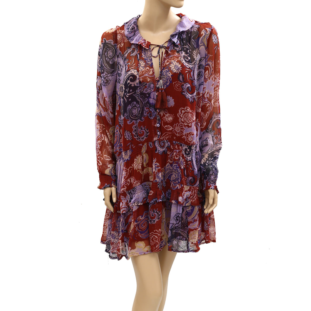 Anthropologie The Marais Printed Chiffon Mini Dress