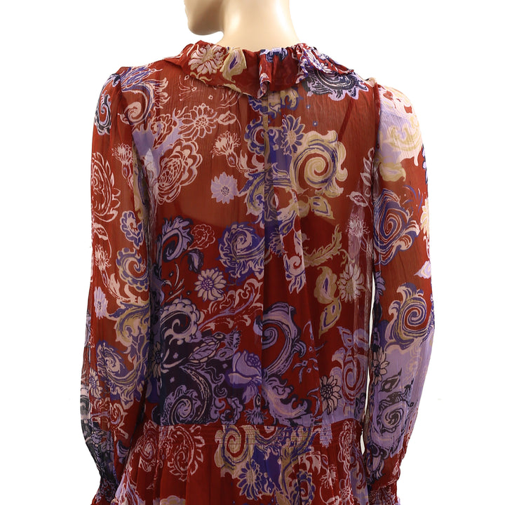 Anthropologie The Marais Printed Chiffon Mini Dress