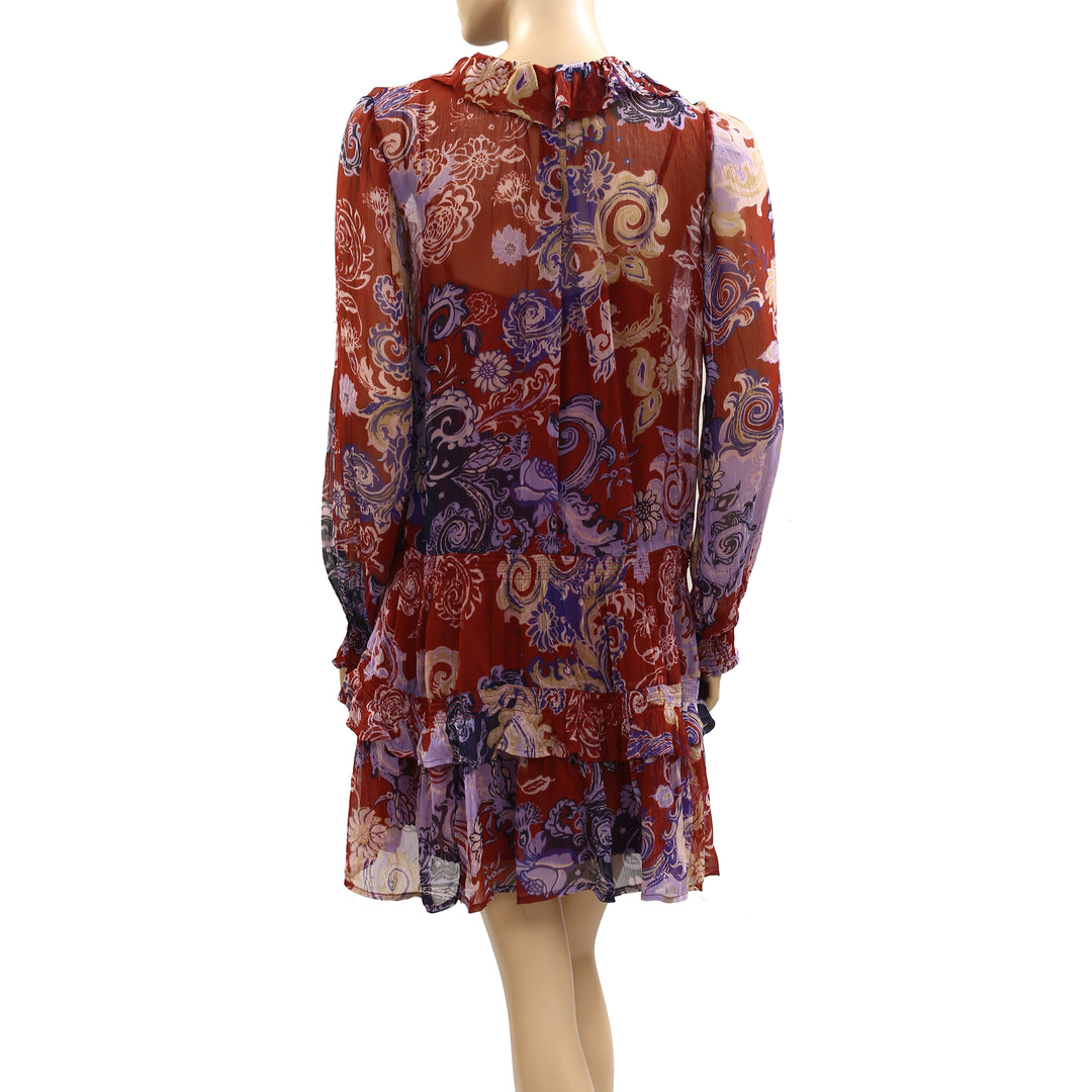 Anthropologie The Marais Printed Chiffon Mini Dress