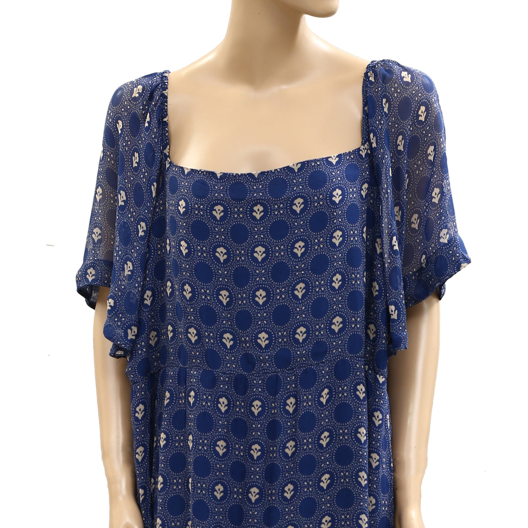 Anthropologie Maeve Flutter Sleeve Shirred Open Back Mini Dress