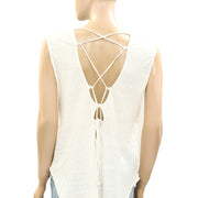Free People Lace-Up Tee Blouse Top M