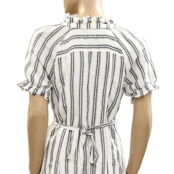 Anthropologie Pilcro Striped Ruffle-Collar Buttondown Midi Dress