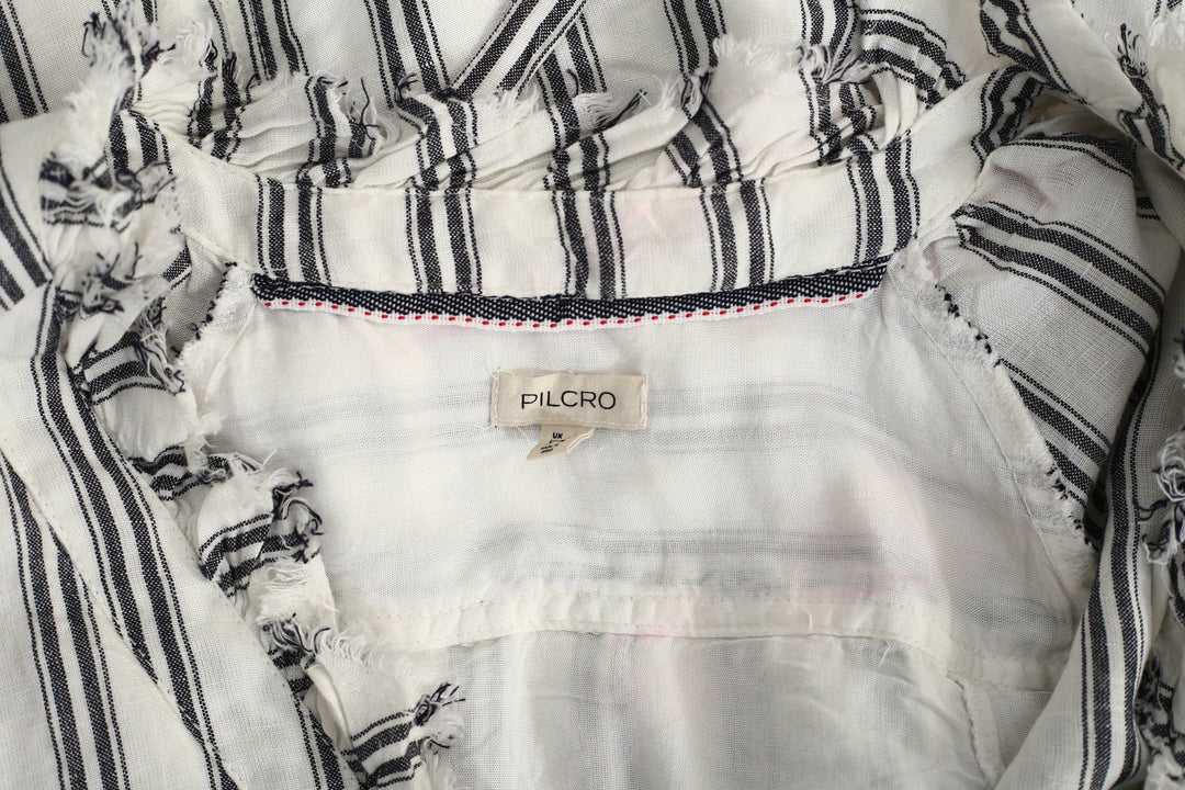 Anthropologie Pilcro Striped Ruffle-Collar Buttondown Midi Dress