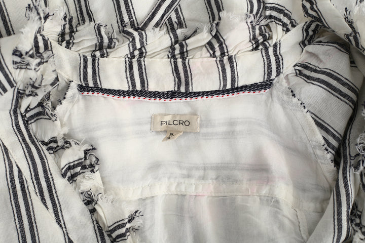 Anthropologie Pilcro Striped Ruffle-Collar Buttondown Midi Dress