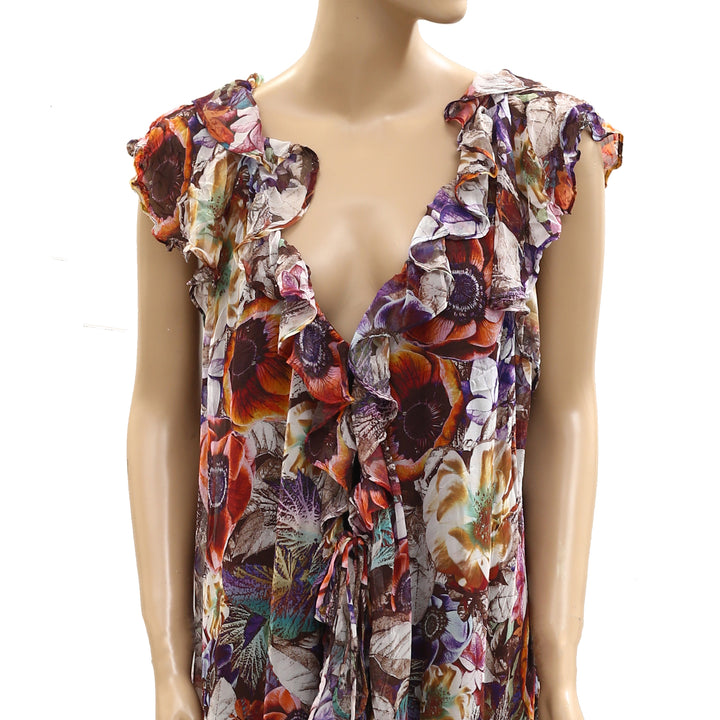 Anthropologie Ruffled Mini Wrap Dress