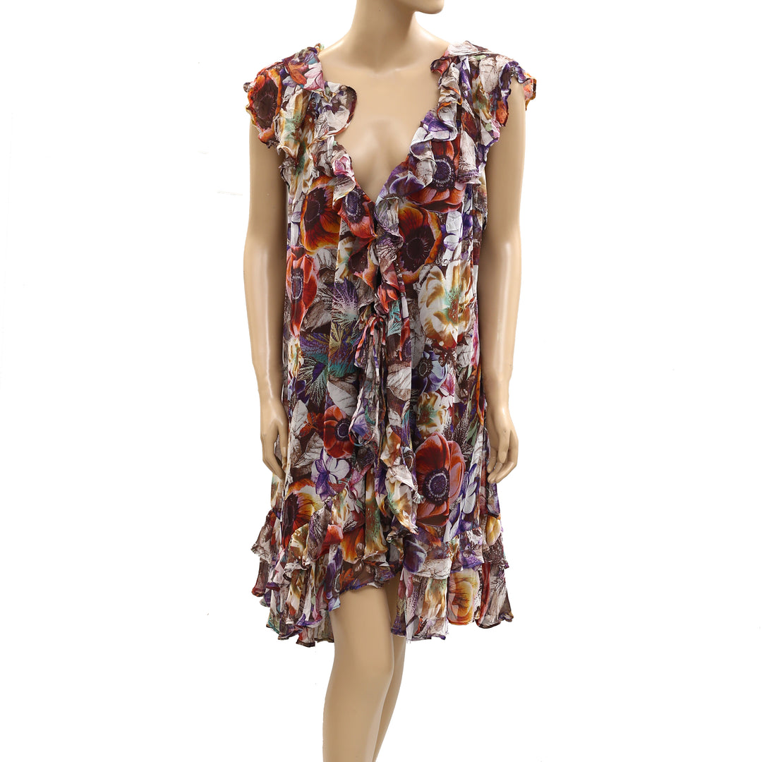 Anthropologie Ruffled Mini Wrap Dress