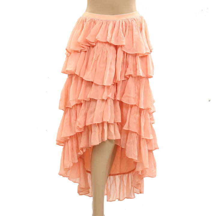 By Anthropologie Tiered Silky Maxi Skirt