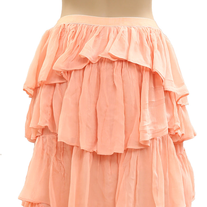 By Anthropologie Tiered Silky Maxi Skirt