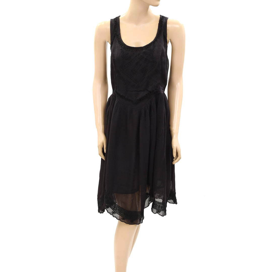 Anthropologie Striped Embroidery Mini Dress White Chocolate Couture Anthropologie Striped Embroidery Mini Dress White Chocolate Couture