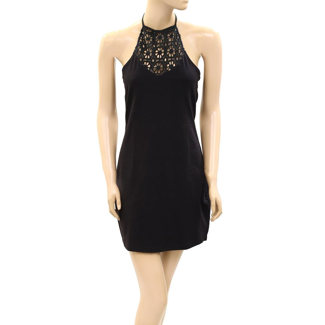 Free People FP One Floral Crochet Lace Halter Mini Bodycon Dress Free People FP One Floral Crochet Lace Halter Mini Bodycon Dress