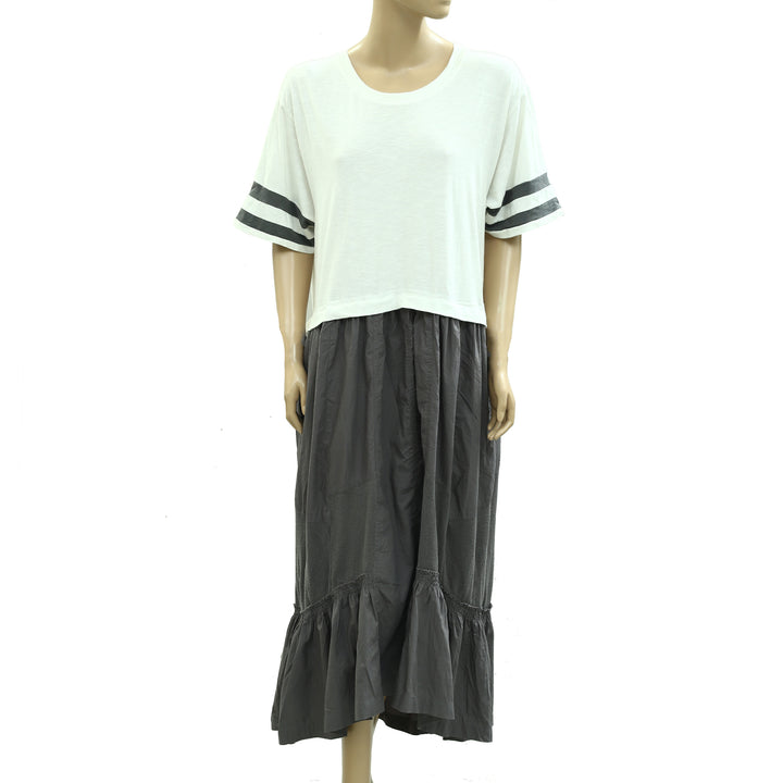 Daily Practice Anthropologie Striped Print Maxi Shirt Dress