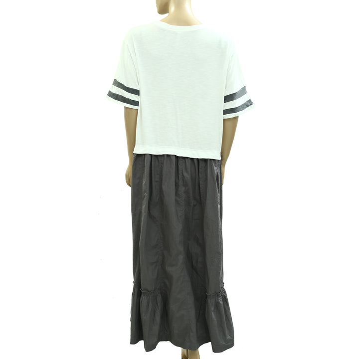 Daily Practice Anthropologie Striped Print Maxi Shirt Dress