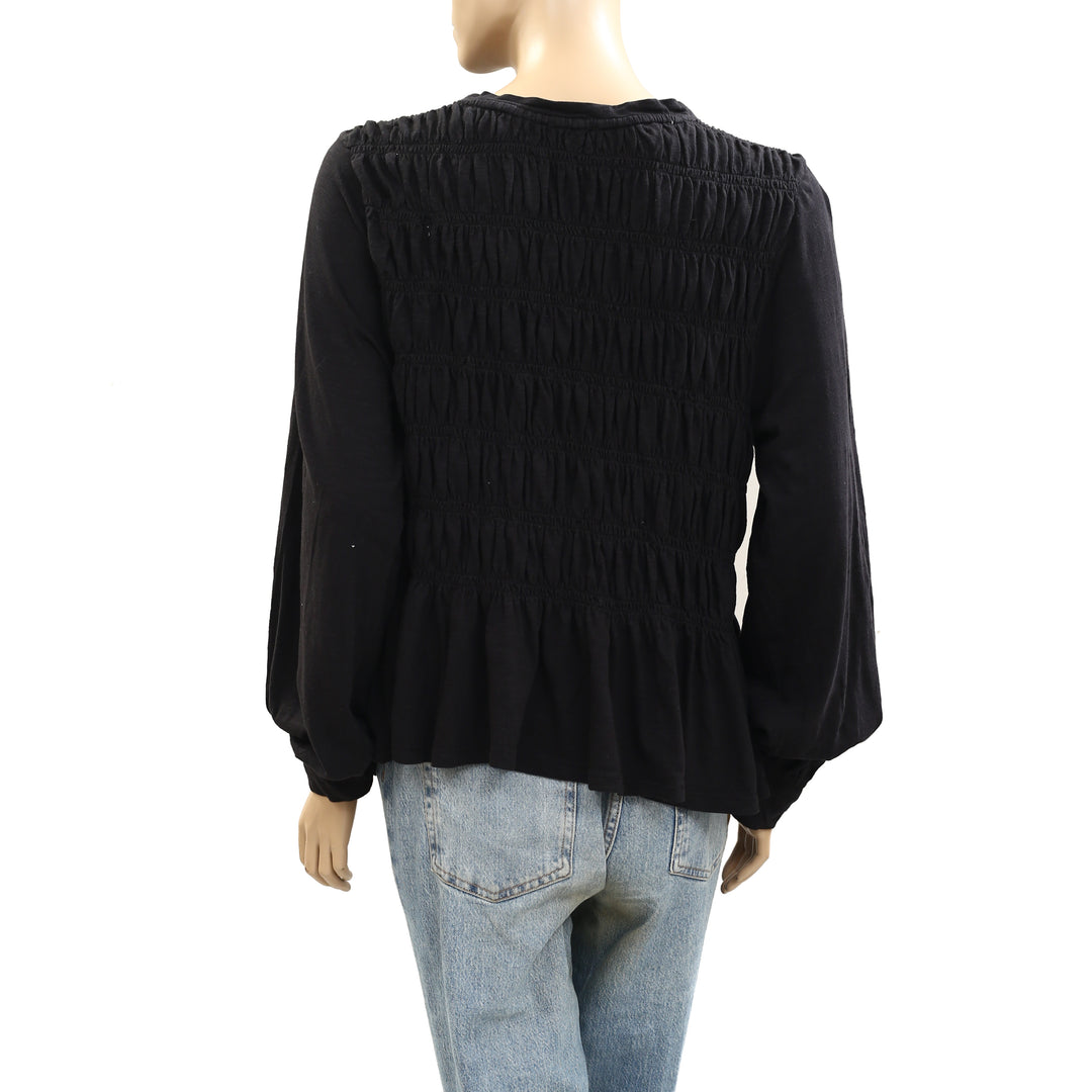 Anthropologie Pilcro Long-Sleeve Smocked Top