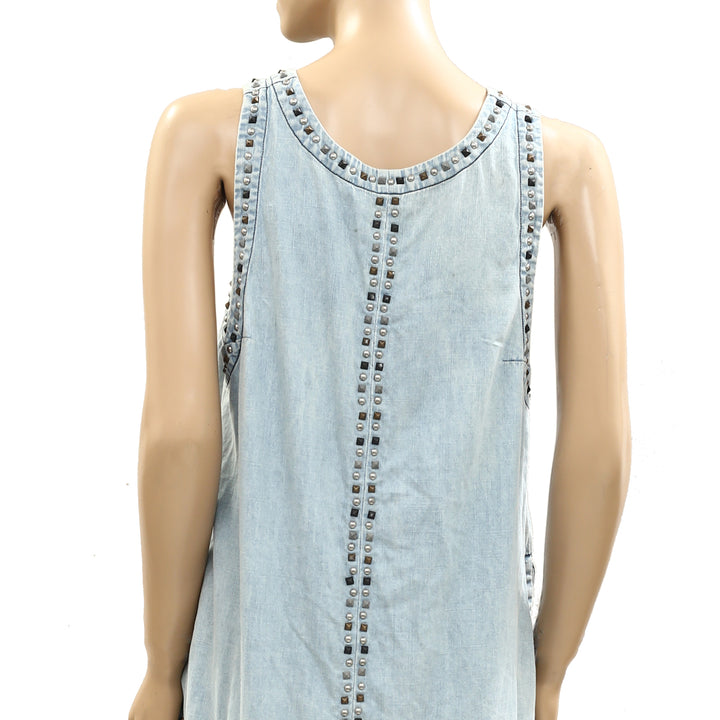 Free People Kendra Studded Denim Tunic Top