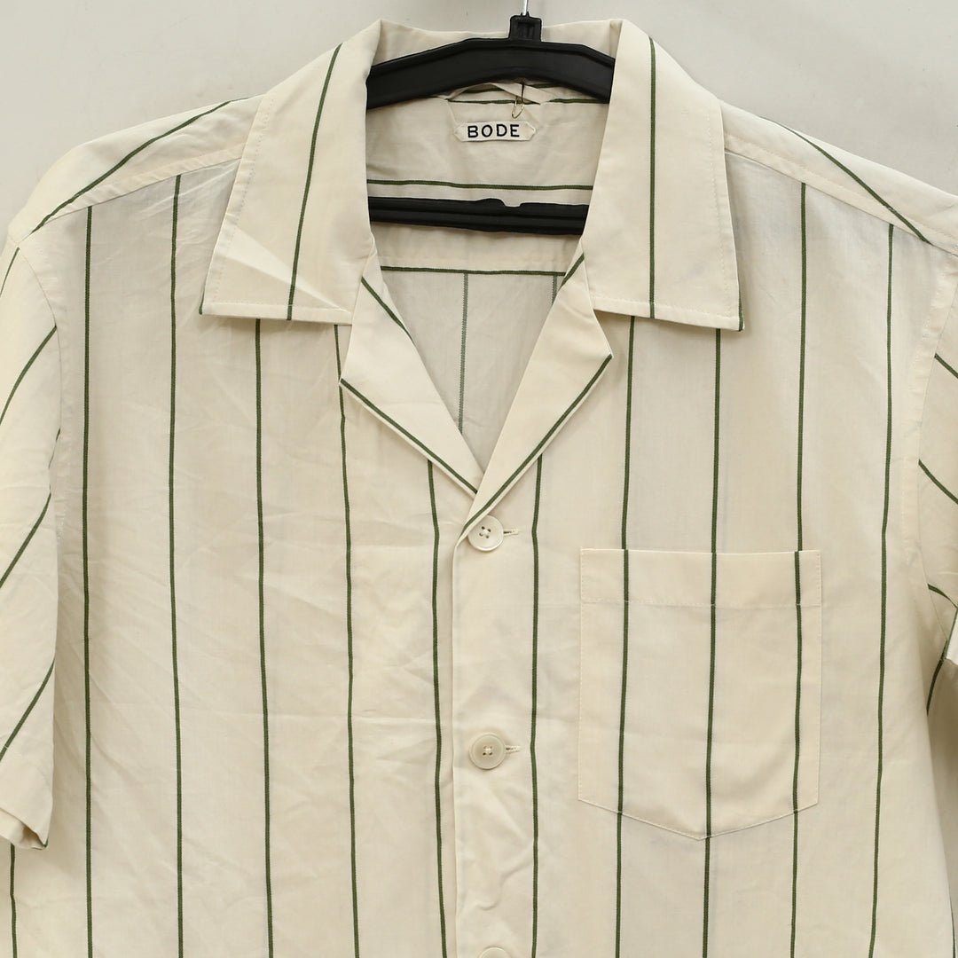 Bode Celery Stripe Short Sleeves Shirt